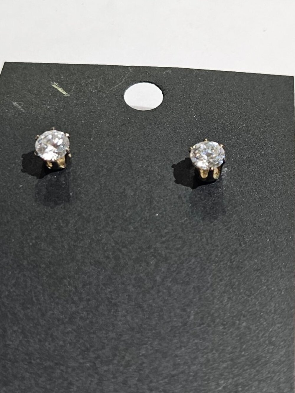 Round Clear Rhinestone Silvertone Stud Earrings 0.25 inch